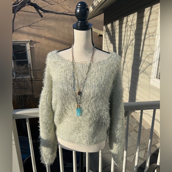 Free People, XS, yellow/gold shimmery sweater. - Picture 2 of 7
